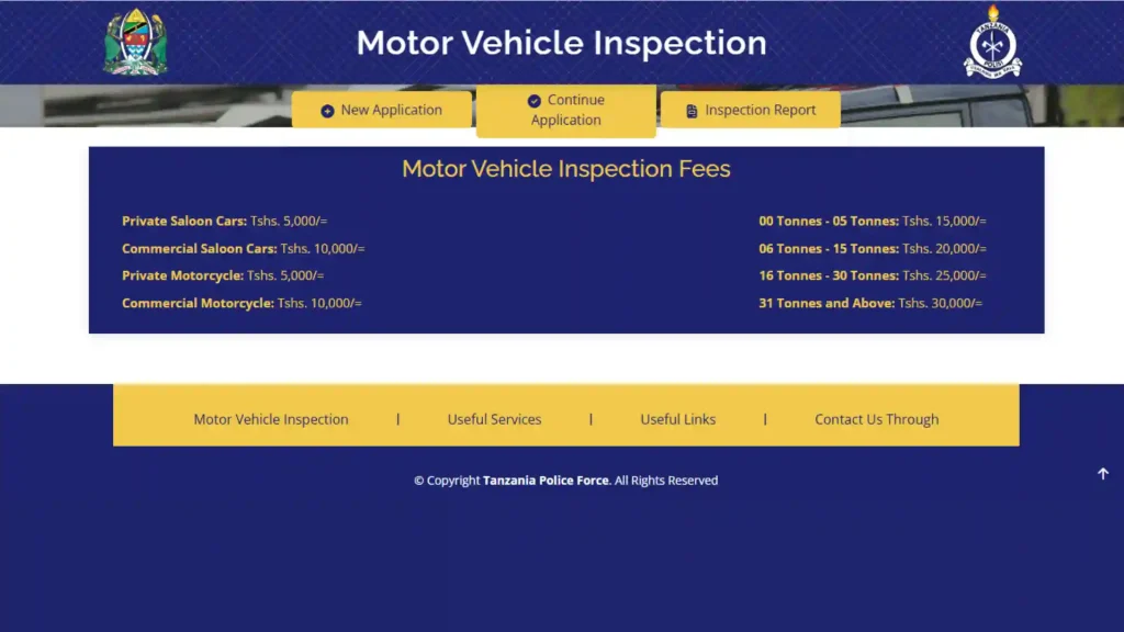 motor vehicle inspection  application 
