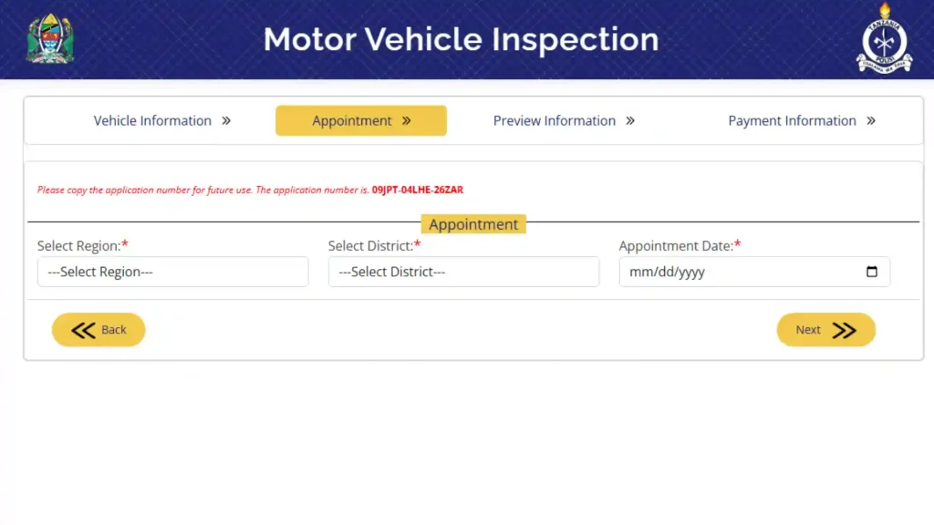 motor vehicle inspection  appointment 